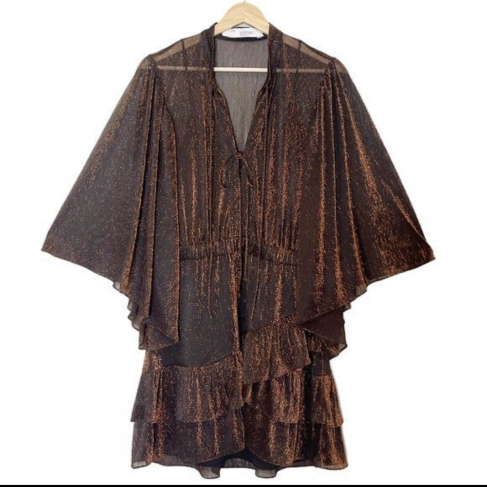 IRO Black Metallic Bronze Mini Dress